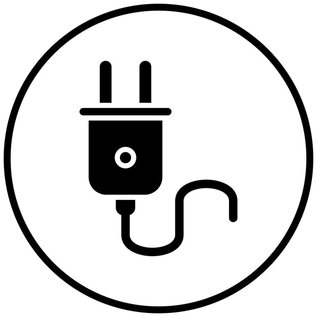 Estilo del icono del enchufe de energía de diseño vectorial