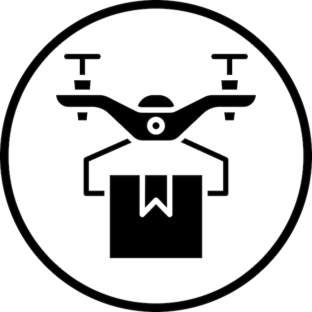 Estilo del icono de entrega de drones de diseño vectorial