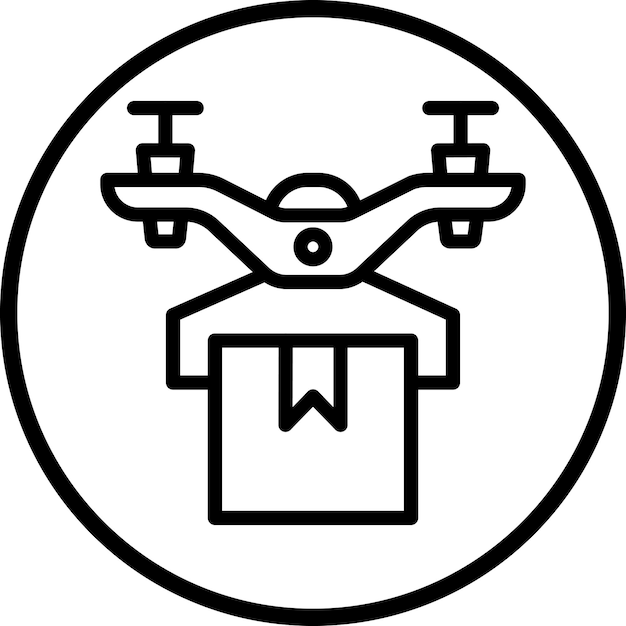 Estilo del icono de entrega de drones de diseño vectorial