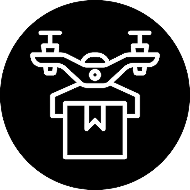 Estilo del icono de entrega de drones de diseño vectorial