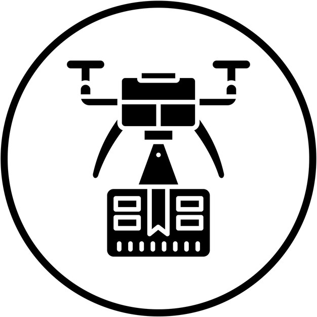 Estilo del icono de entrega de drones de diseño vectorial