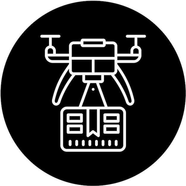 Estilo del icono de entrega de drones de diseño vectorial