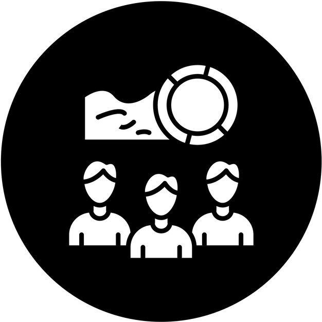 Estilo del icono del equipo de socorro en desastres de diseño vectorial