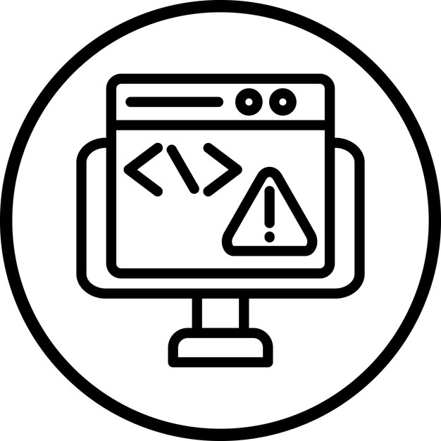 Estilo del icono del error de código de diseño vectorial
