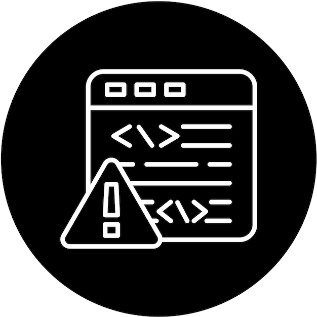 Estilo del icono del error de código de diseño vectorial