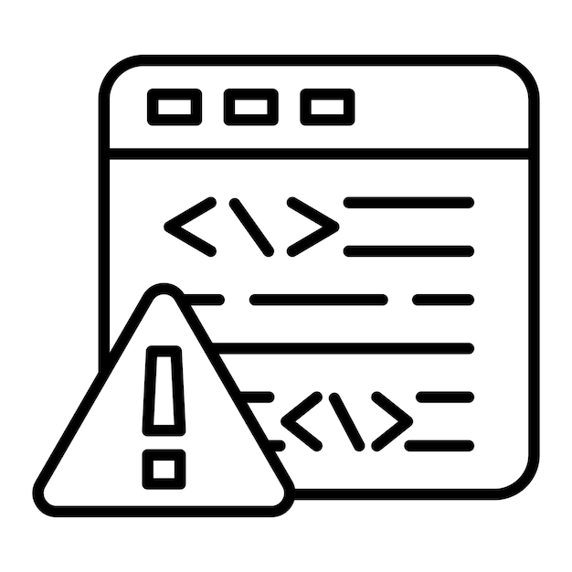 Estilo del icono del error de código de diseño vectorial