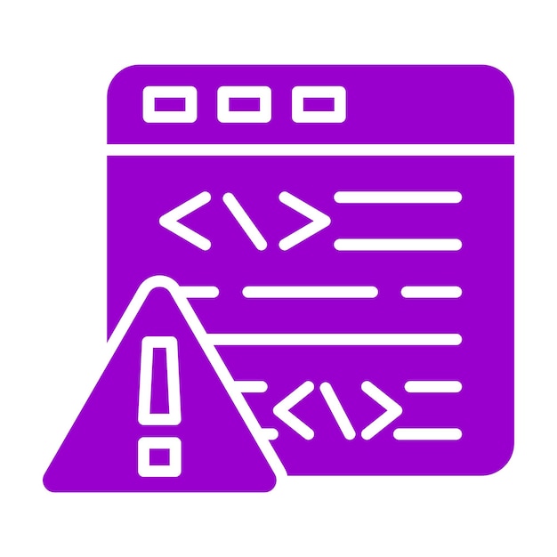 Estilo del icono del error de código de diseño vectorial
