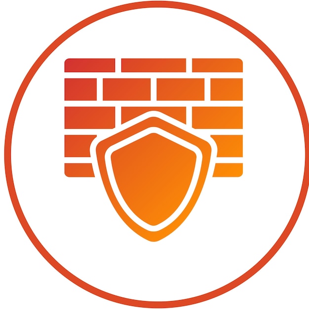 Estilo del icono del escudo de cortafuegos de diseño vectorial