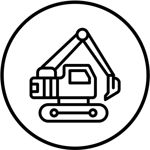 Estilo del icono de la excavadora de diseño vectorial