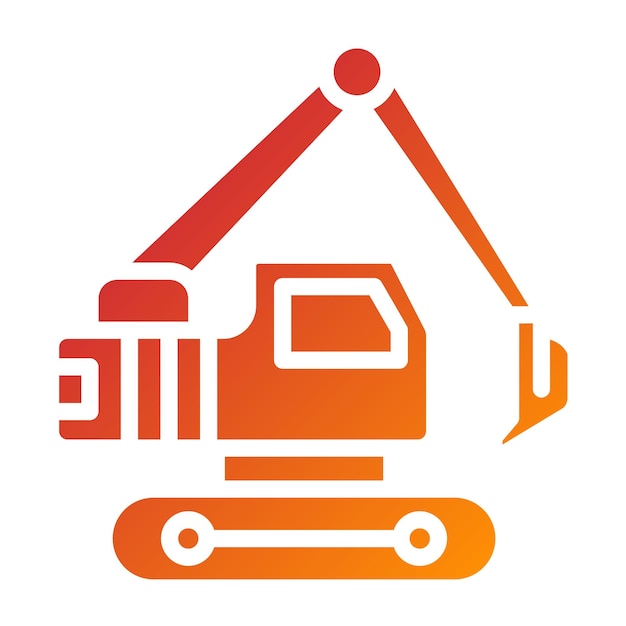 Estilo del icono de la excavadora de diseño vectorial