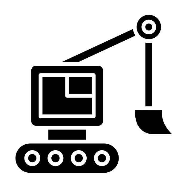 Estilo del icono de la excavadora de diseño vectorial