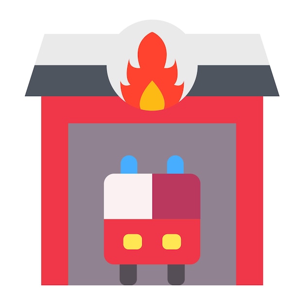 Estilo del icono del garaje del bombero