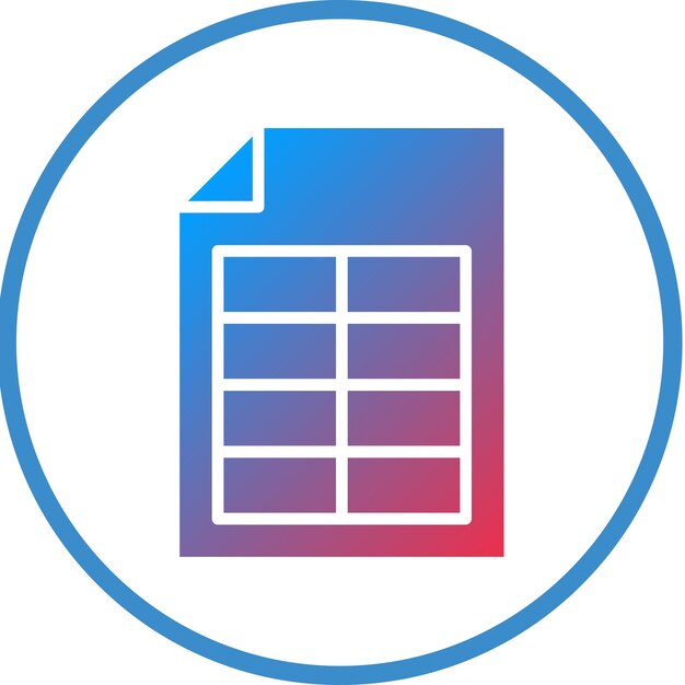 Estilo del icono de la hoja de cálculo de diseño vectorial