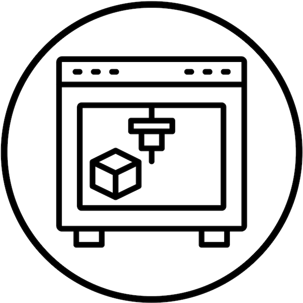 Estilo del icono de la impresora 3D de diseño vectorial