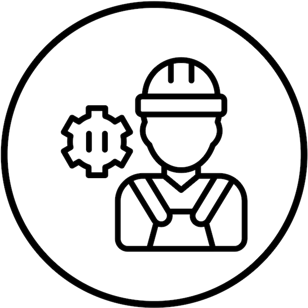 Estilo del icono del ingeniero de diseño vectorial de HVAC