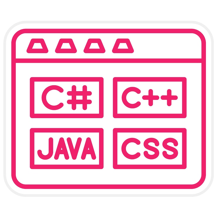 Vector estilo del icono del lenguaje de codificación de diseño vectorial