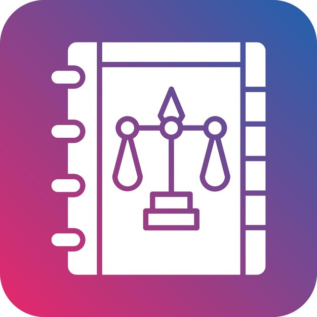 Estilo del icono del libro de la ley de diseño vectorial