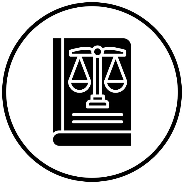 Estilo del icono del libro de la ley de diseño vectorial