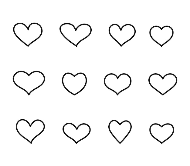 El estilo del icono de la línea del corazón Signo de amorValentineWeddingColección de marco de corazón decorativo