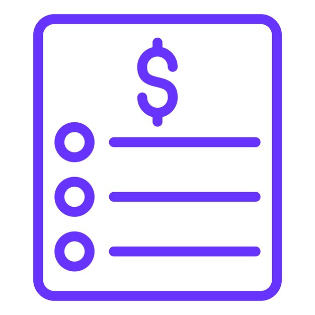 Estilo del icono de la lista de precios de diseño vectorial