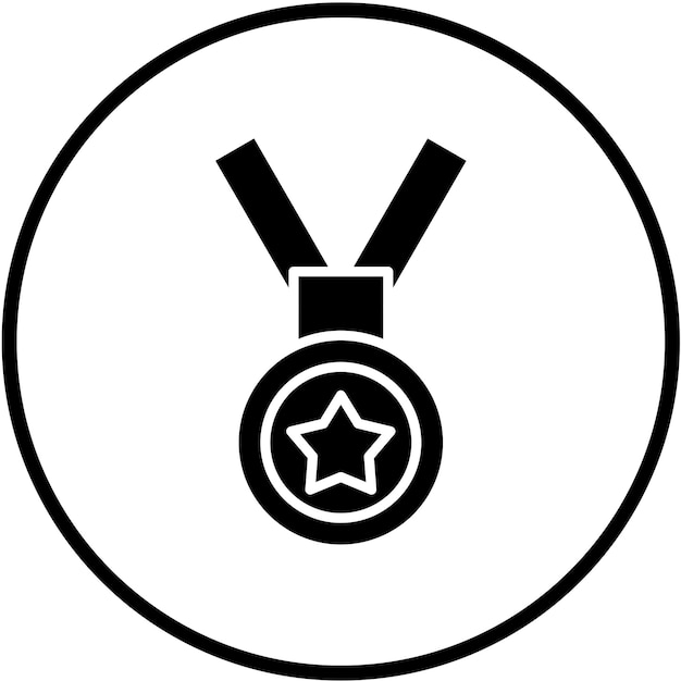 Estilo del icono de la medalla de diseño vectorial