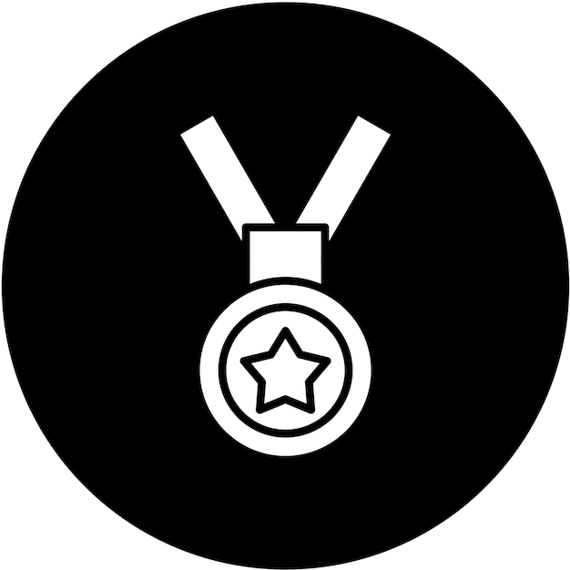 Estilo del icono de la medalla de diseño vectorial
