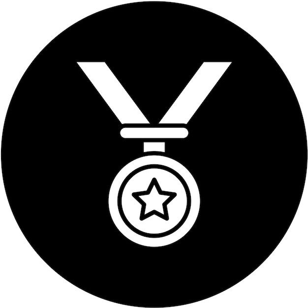 Estilo del icono de la medalla de diseño vectorial