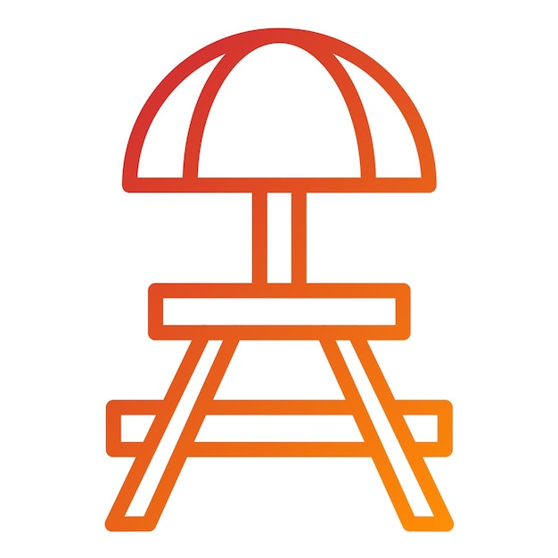 Estilo del icono de la mesa de acampada de diseño vectorial