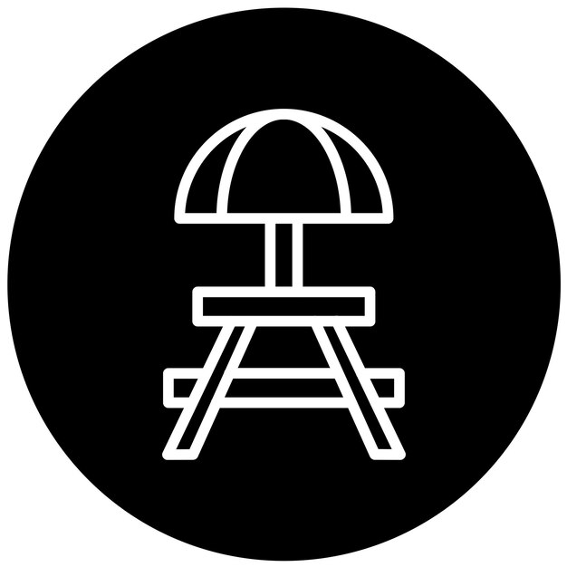 Estilo del icono de la mesa de acampada de diseño vectorial