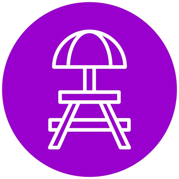 Estilo del icono de la mesa de acampada de diseño vectorial