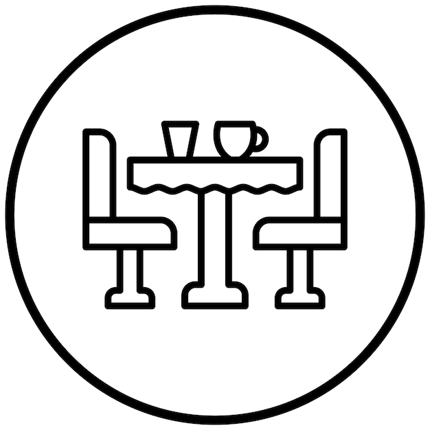 Estilo del icono de la mesa de comedor de diseño vectorial