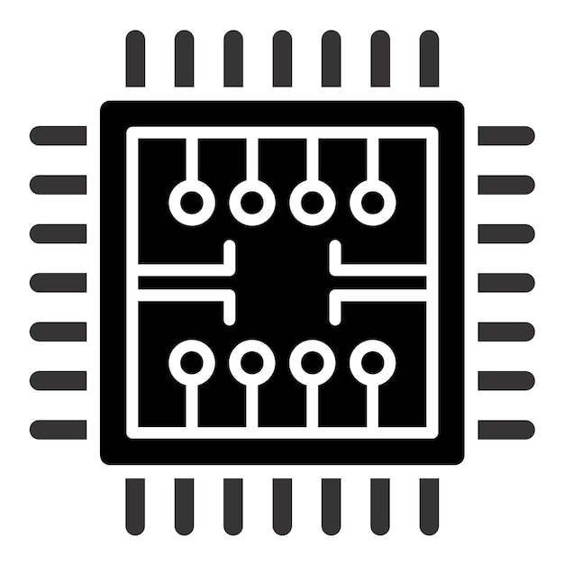Estilo del icono del microchip de diseño vectorial