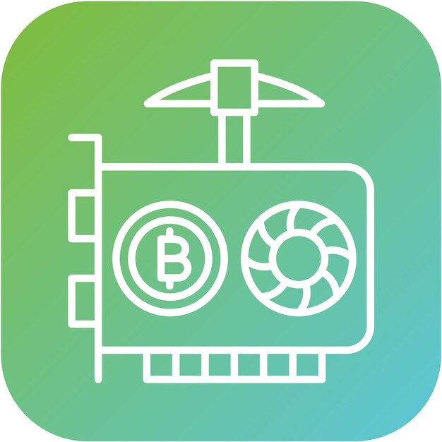 Estilo de icono de minería de GPU de diseño vectorial