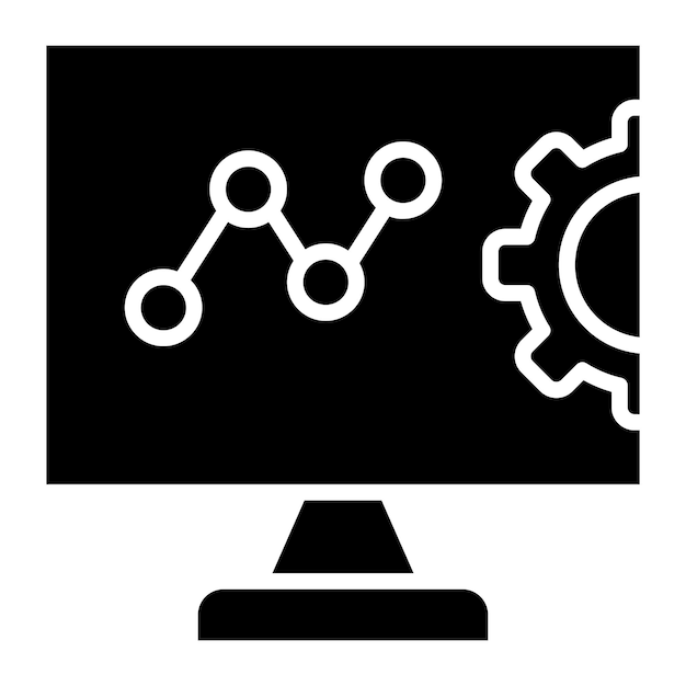 Estilo del icono del monitor de ingeniería de diseño vectorial