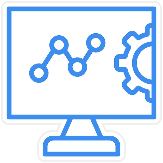 Estilo del icono del monitor de ingeniería de diseño vectorial