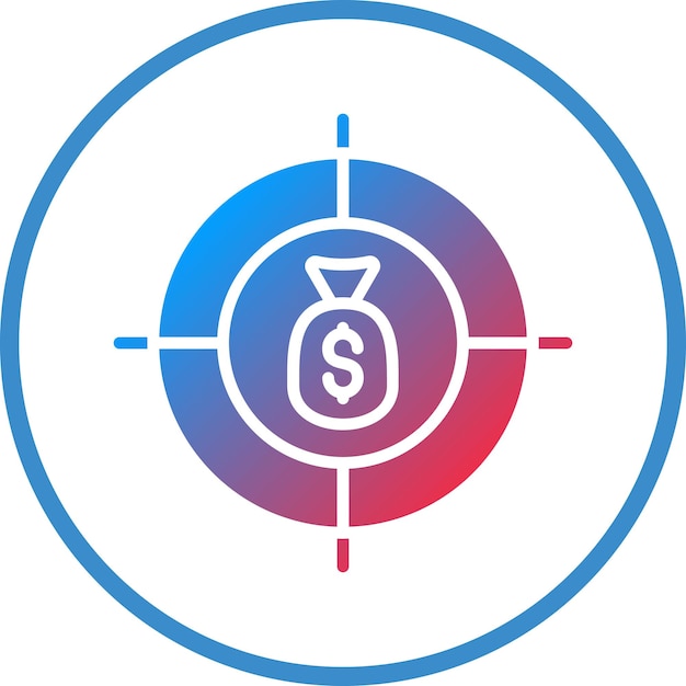 Estilo del icono del objetivo de financiación del diseño vectorial
