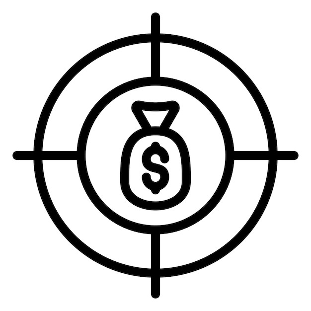 Estilo del icono del objetivo de financiación del diseño vectorial