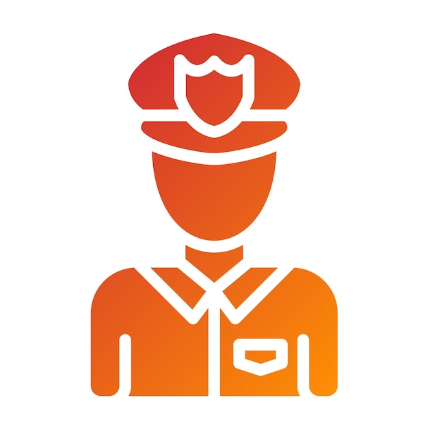 Estilo del icono del oficial de seguridad de diseño vectorial