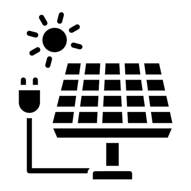 Estilo del icono del panel solar de diseño vectorial