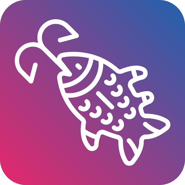 Estilo del icono del pez con gancho