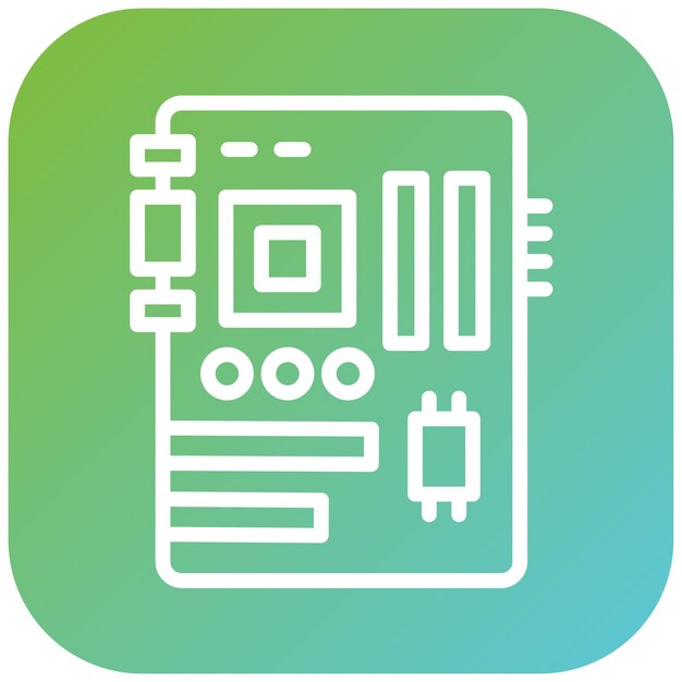 Estilo del icono de la placa base de la estación de trabajo de diseño vectorial
