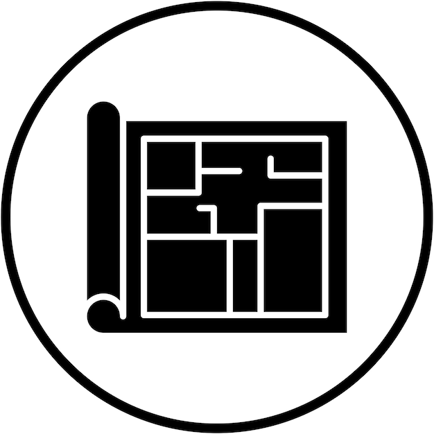 Estilo del icono del plano de piso de diseño vectorial
