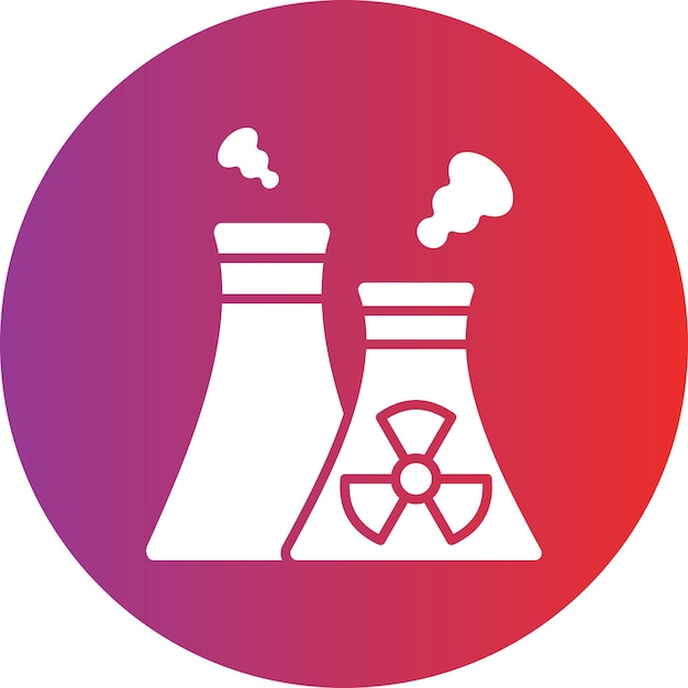 Estilo del icono de la planta nuclear de diseño vectorial