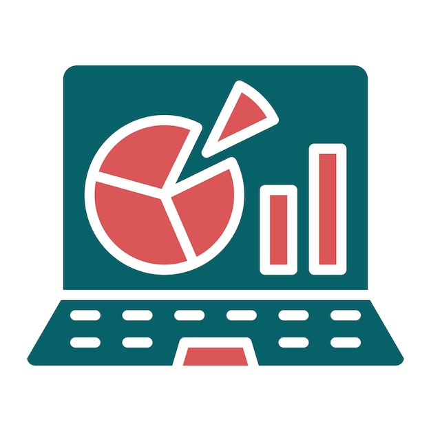 Estilo del icono de la presentación de la computadora portátil de diseño vectorial