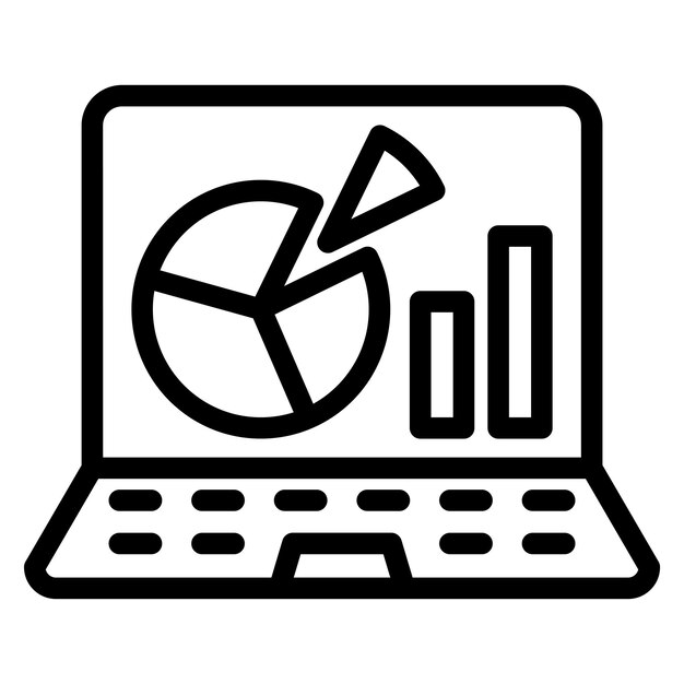 Estilo del icono de la presentación de la computadora portátil de diseño vectorial