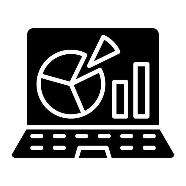 Estilo del icono de la presentación de la computadora portátil de diseño vectorial