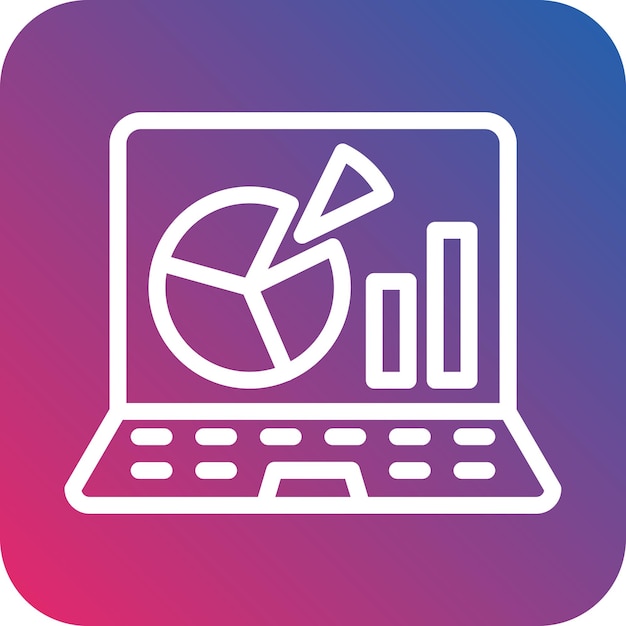 Estilo del icono de la presentación de la computadora portátil de diseño vectorial