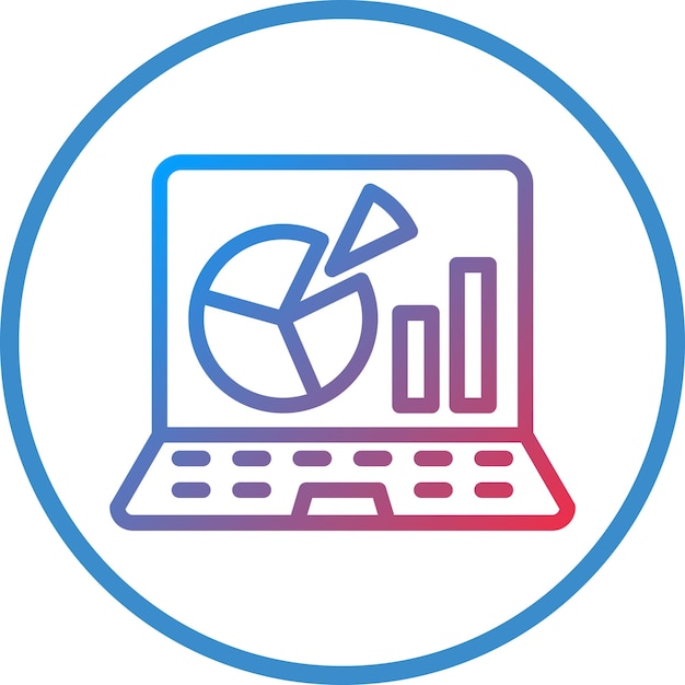Estilo del icono de la presentación de la computadora portátil de diseño vectorial