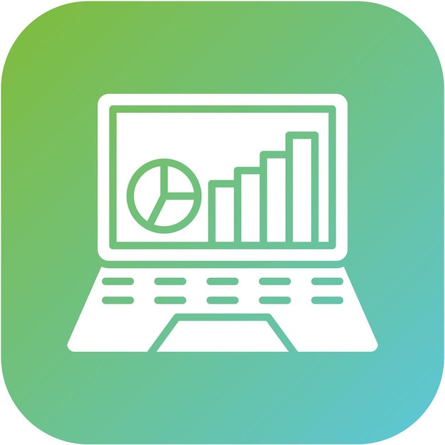 Estilo del icono de la presentación de la computadora portátil de diseño vectorial