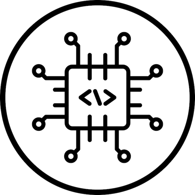 Estilo del icono del procesador de código de diseño vectorial